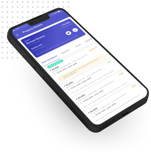 Azuro app showing live rent and occupancy dashboard