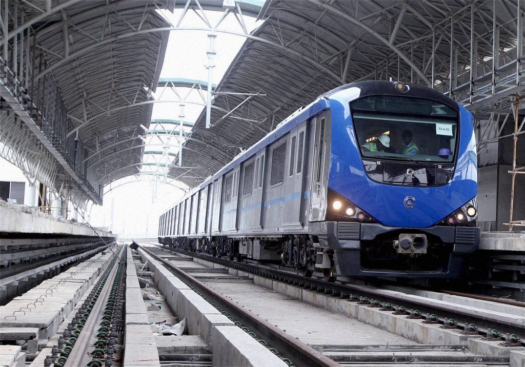 Metro train on trial run