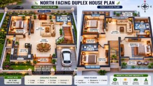 north facing duplex house plans as per vastu