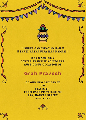 Griha Pravesh Invitation Card