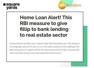 RBI takes steps to boost real estate sector bank lending