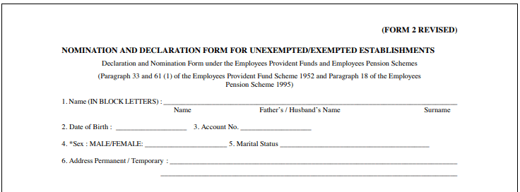 EPF Form 2 General Information