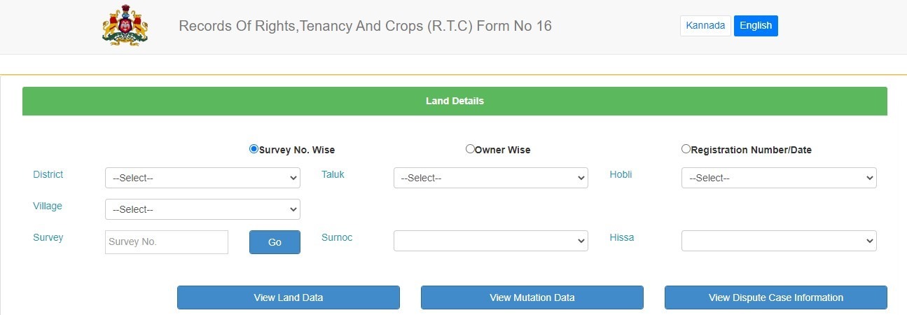 RTC information based on Survey Number