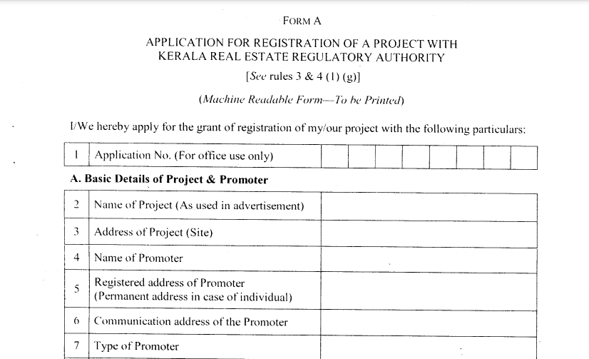 Rera-kerala-Form-A