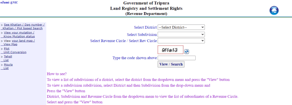 Tehsil List Jami Tripura