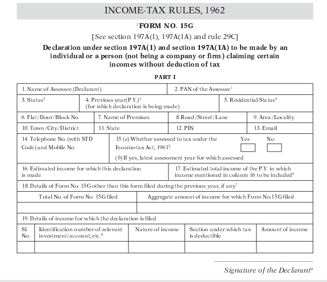 Sample of Form 15G