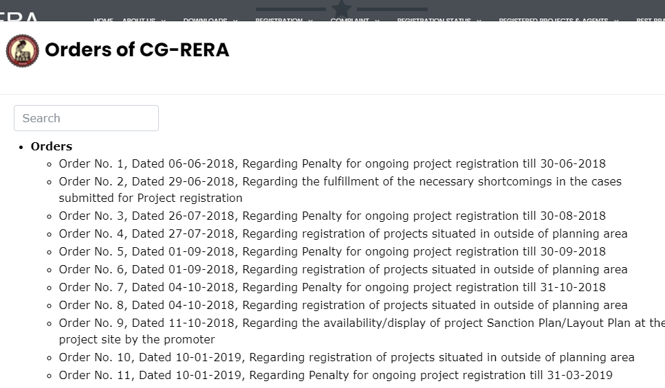 orders cg rera