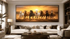 7 horse painting with sunrise