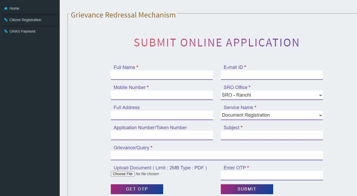 submit-grievance-application-ngdrs-Jharkhand