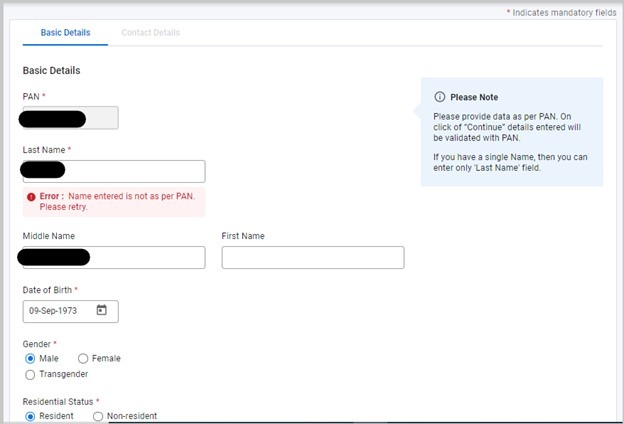 Income Tax Department E-Filing step 1