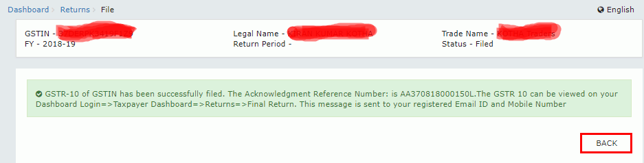 Step5 Filing Form GSTR 10 1
