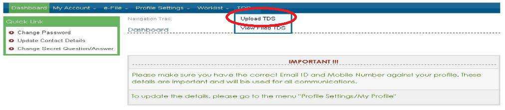 Upload TDS Statements Step 3