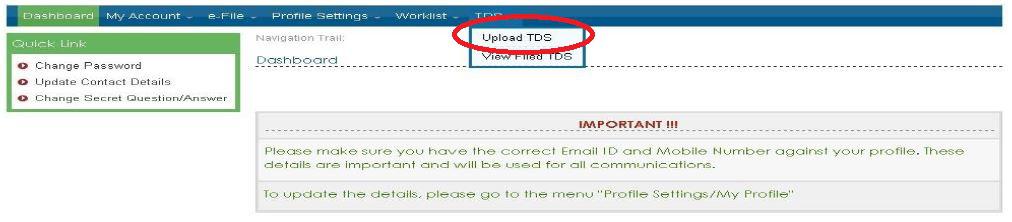 Upload TDS Statements Step 3