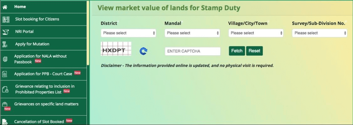 View-Market-Value-of-Land-for-Stamp-Duty-on-Dharani