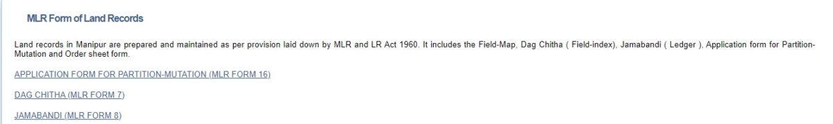 mlr forms of land records manipur