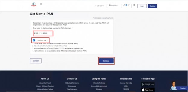 Instant PAN Card Application Process Step 4