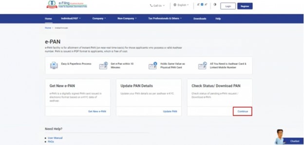 Track the instant PAN Card status Step 3