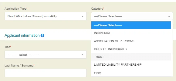 Online PAN Application on NSDL Website Step 3