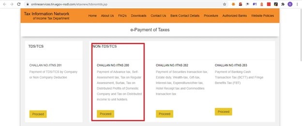 How to Pay Tax Online Step 2