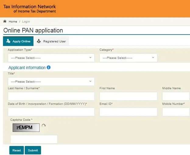 Online NSDL PAN Application Process