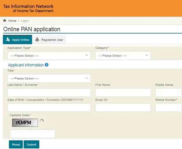 Online NSDL PAN Application Process