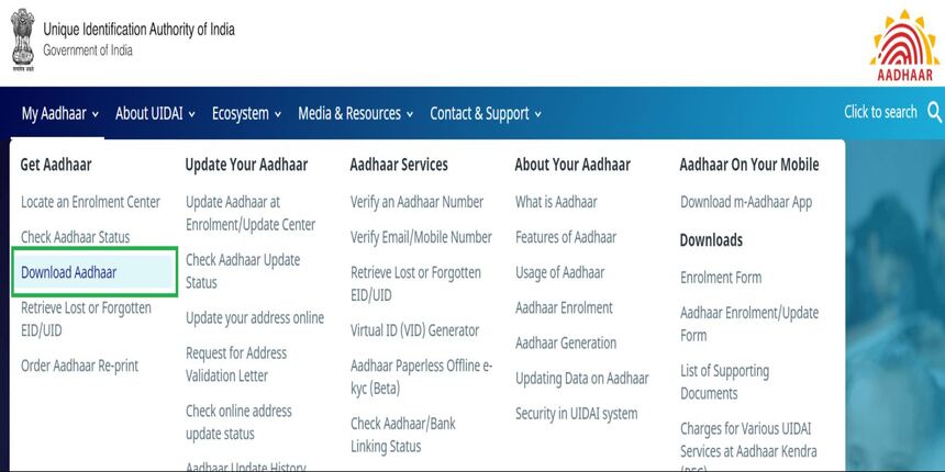 download e aadhaar