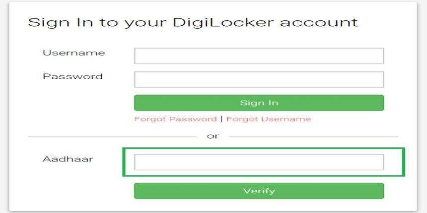 e aadhar digilocker login