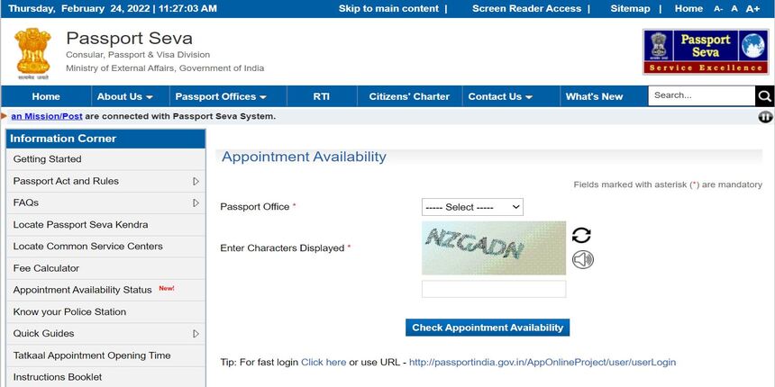 passport Check Appointment Availability