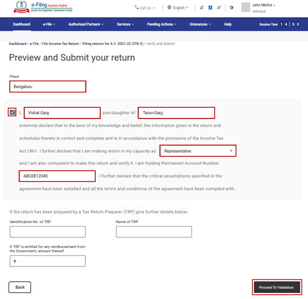 income tax Return Form-2 Verify