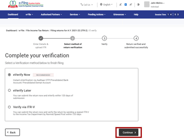 ITR E-verify