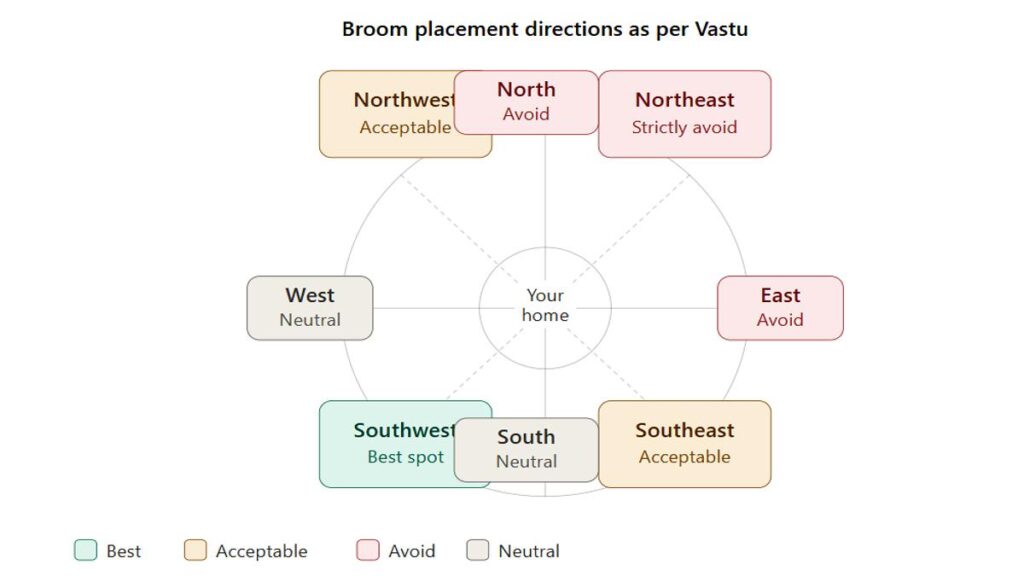 broom placement directions as per vastu