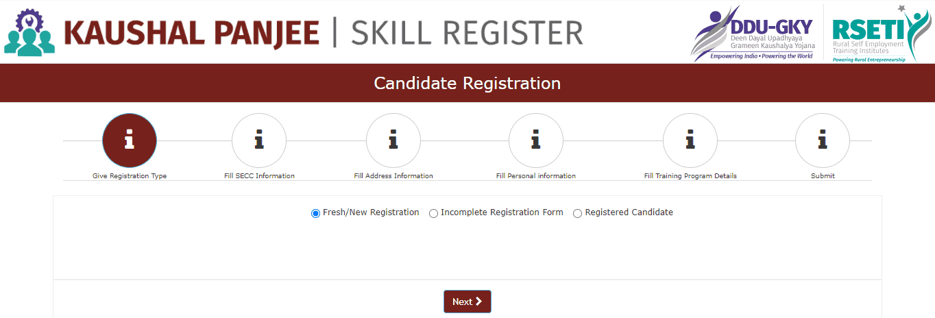 candidate registration ddugky