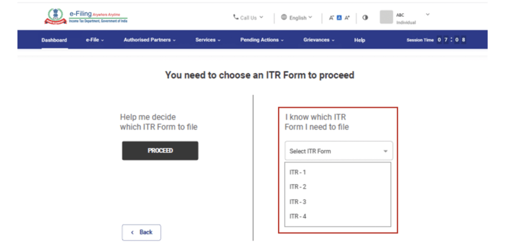 Choose ITR 4 Form
