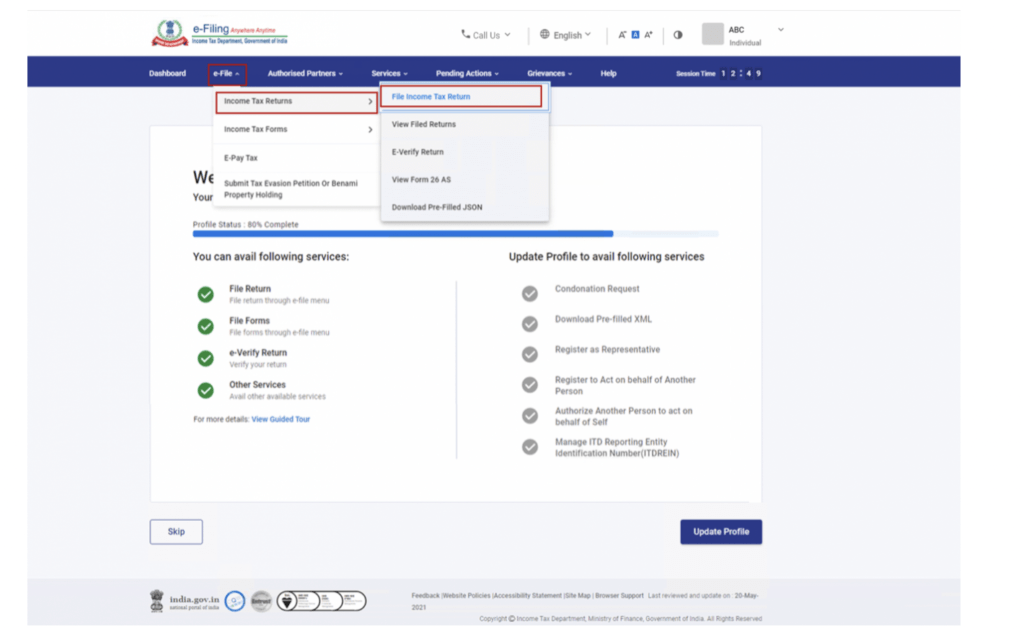 E-file Income Tax Return