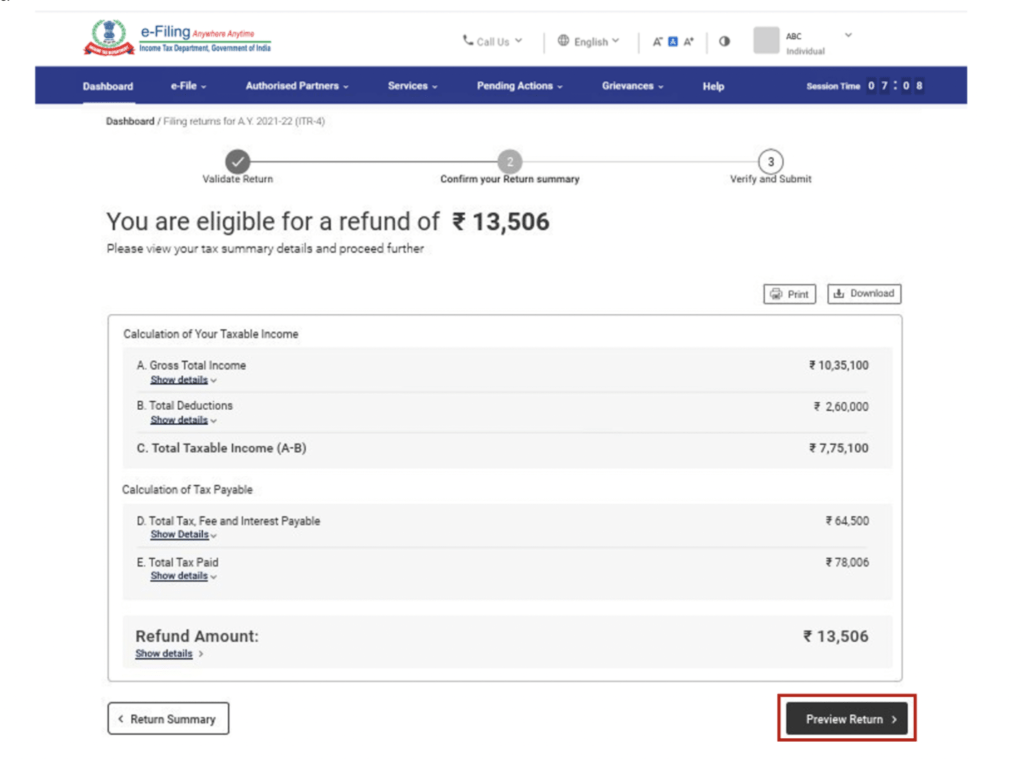 ITR-4 Refund Eligibility