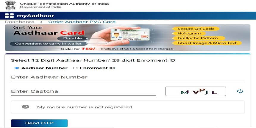 Order Aadhaar PVC Card