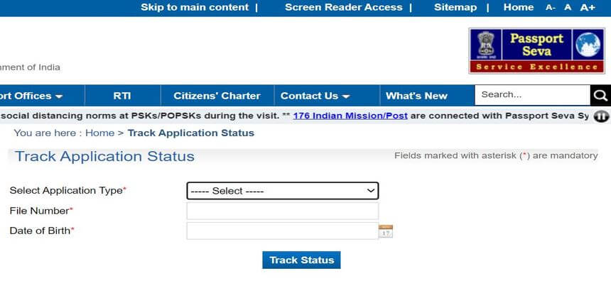 Passport Track Application Status