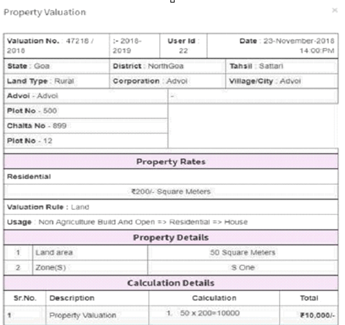 stamp duty valuation report goa