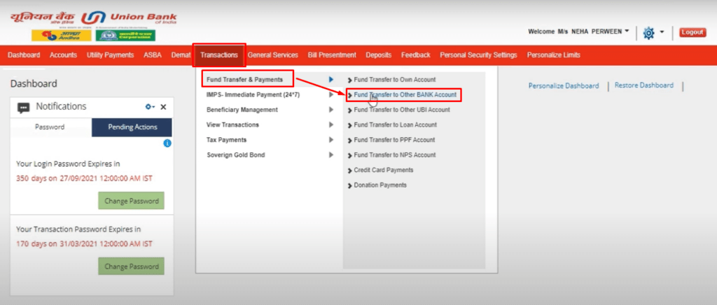 UBI Net Banking Step4