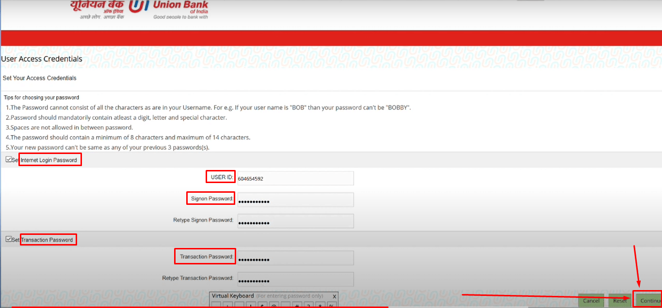 Union Bank of India Net Banking Step7