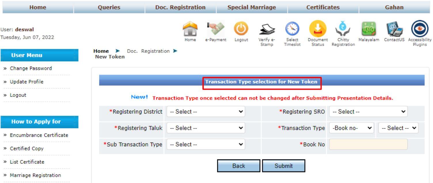 kerala transaction type