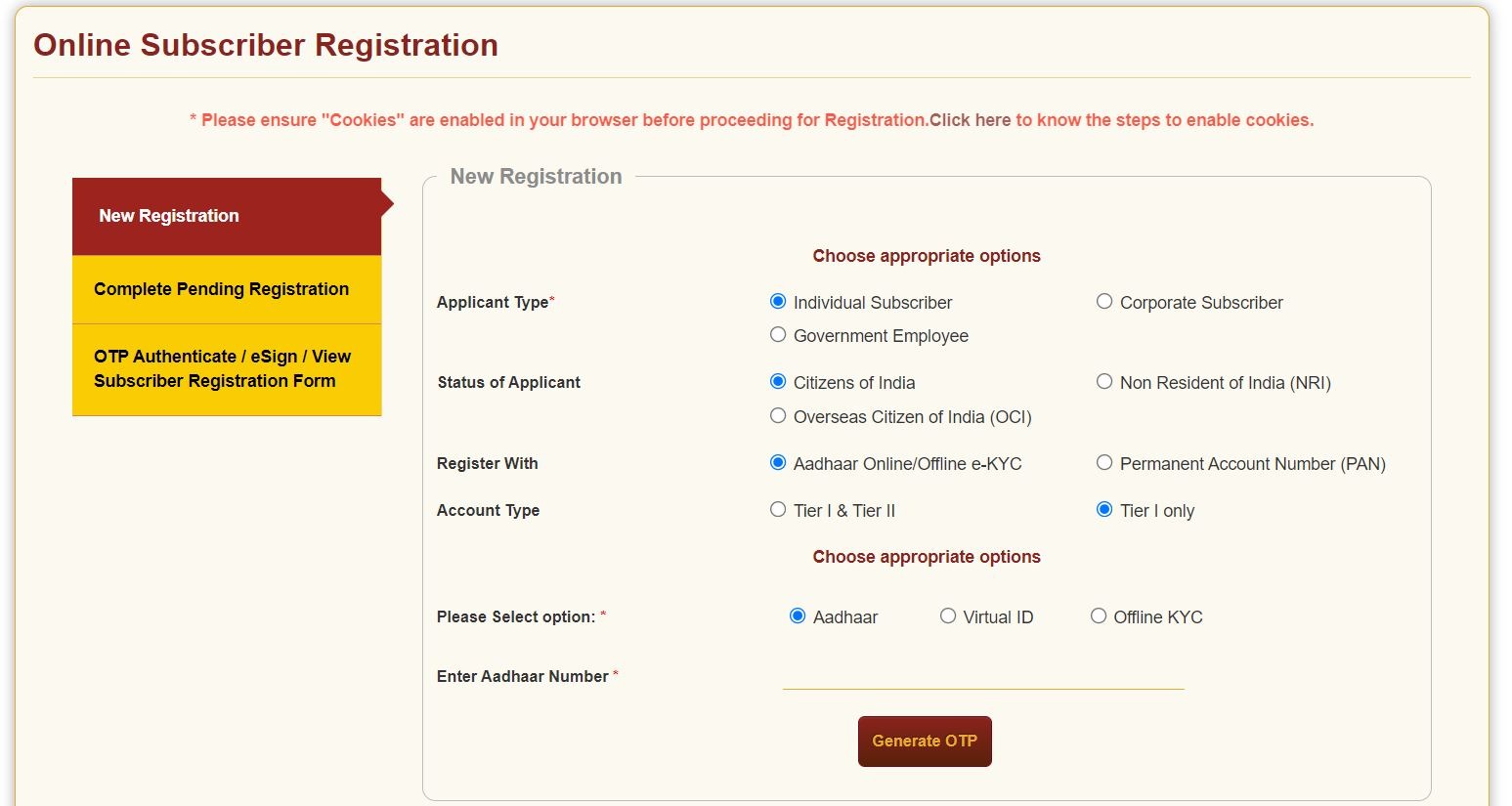 nps aadhar link number