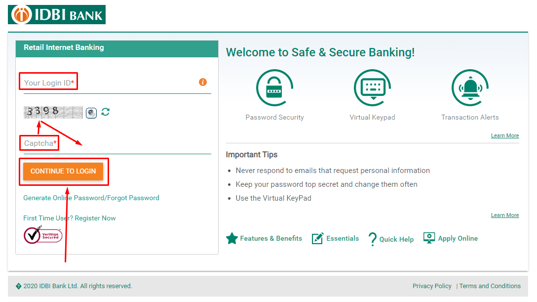 IDBI Netbanking Registration Step 5