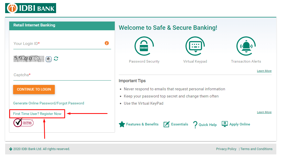 IDBI Netbanking Registration