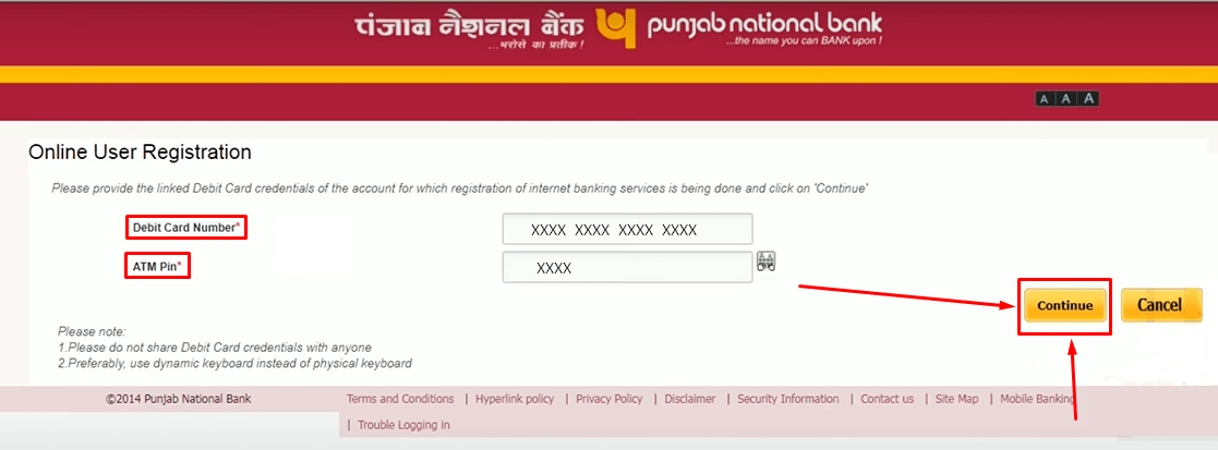 PNB Netbanking Registration Step4