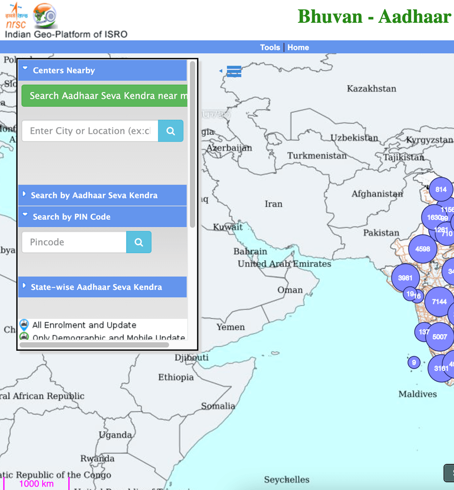 Bhuvan Aadhaar Portal by pincode