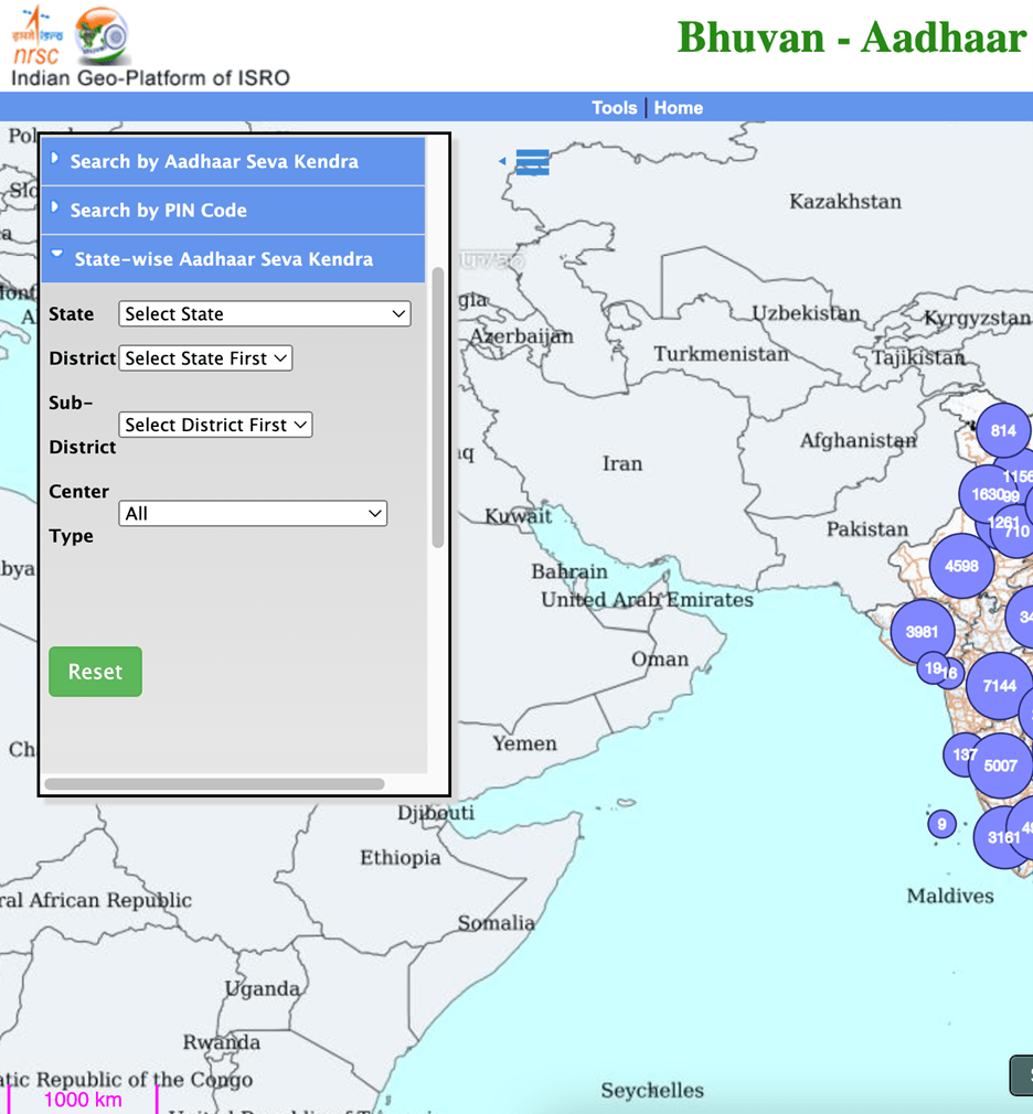 Bhuvan Aadhaar Portal by state