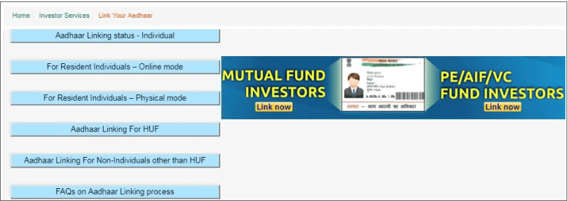 Link Aadhaar with Mutual Funds Online via CAMS