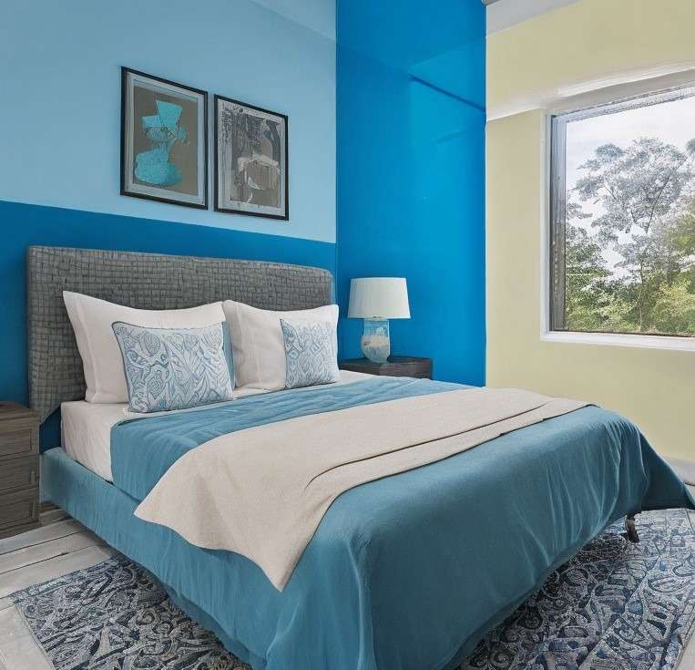 Blue Two Colour Combination for Bedroom Walls