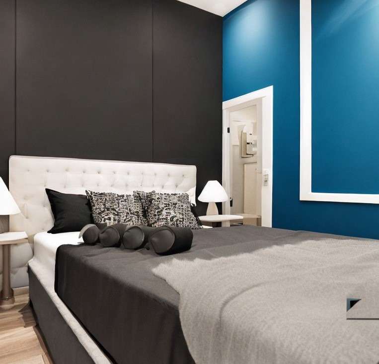 Blue and Black as Blue Two Colour Combination for Bedroom Walls